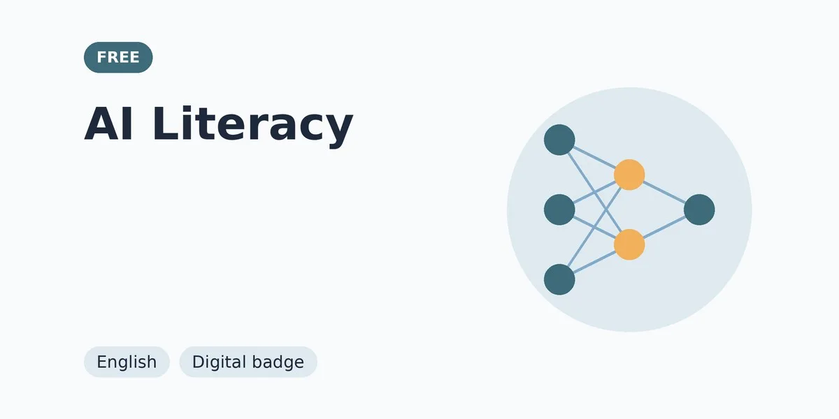 AI Literacy: free course thumbnail, English, digital badge