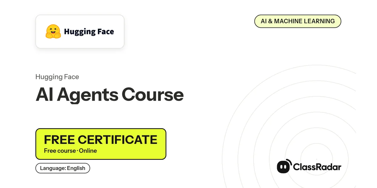 AI Agents Course: free course thumbnail, language English, free certificate
