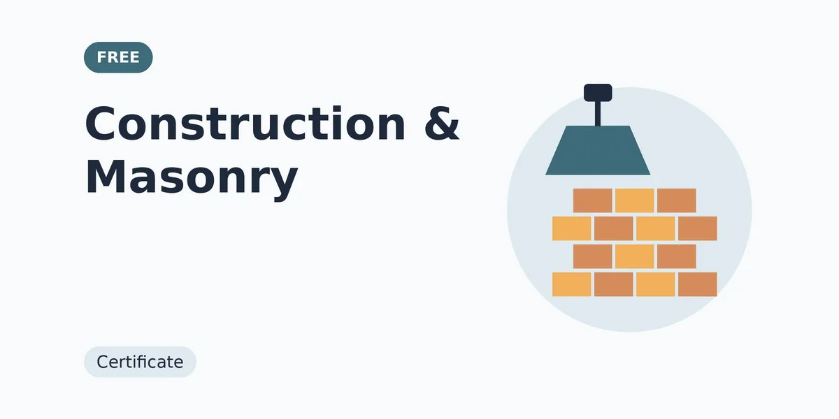 Construction & Masonry: free course thumbnail, certificate