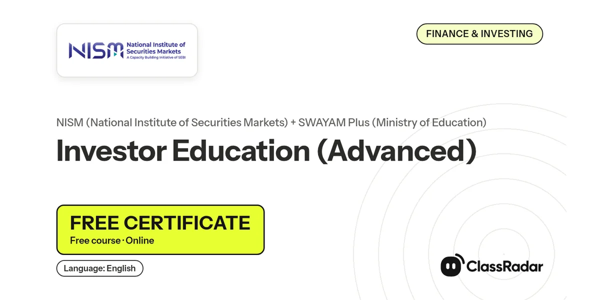 Investor Education (Advanced): free course thumbnail, language English, free certificate