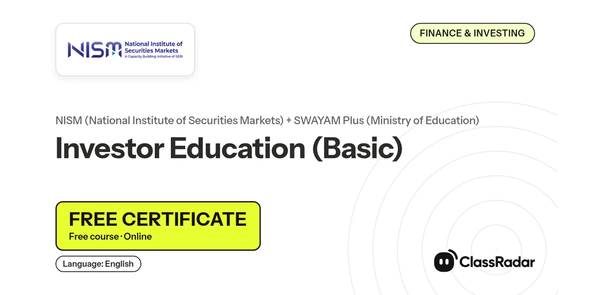 Investor Education (Basic): free course thumbnail, language English, free certificate